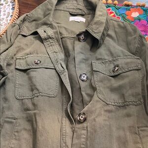 LOFT Khaki Green Casual Lightweight Shirt Jacket